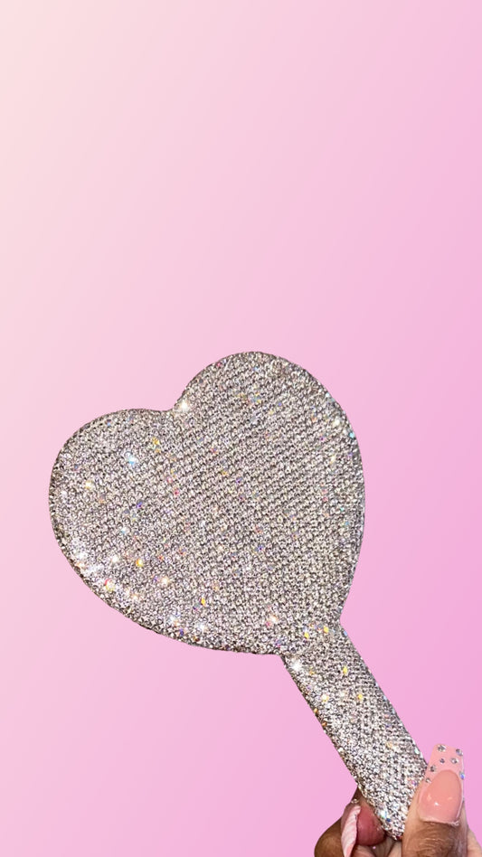 Bling Heart Shape Hand Mirror